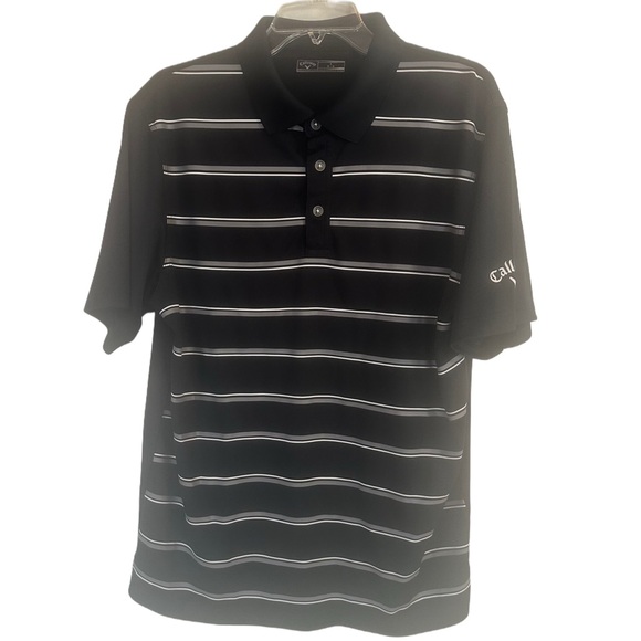 Like New Callaway Men's Black Striped Golf Polo Shirt Large - Picture 2 of 6